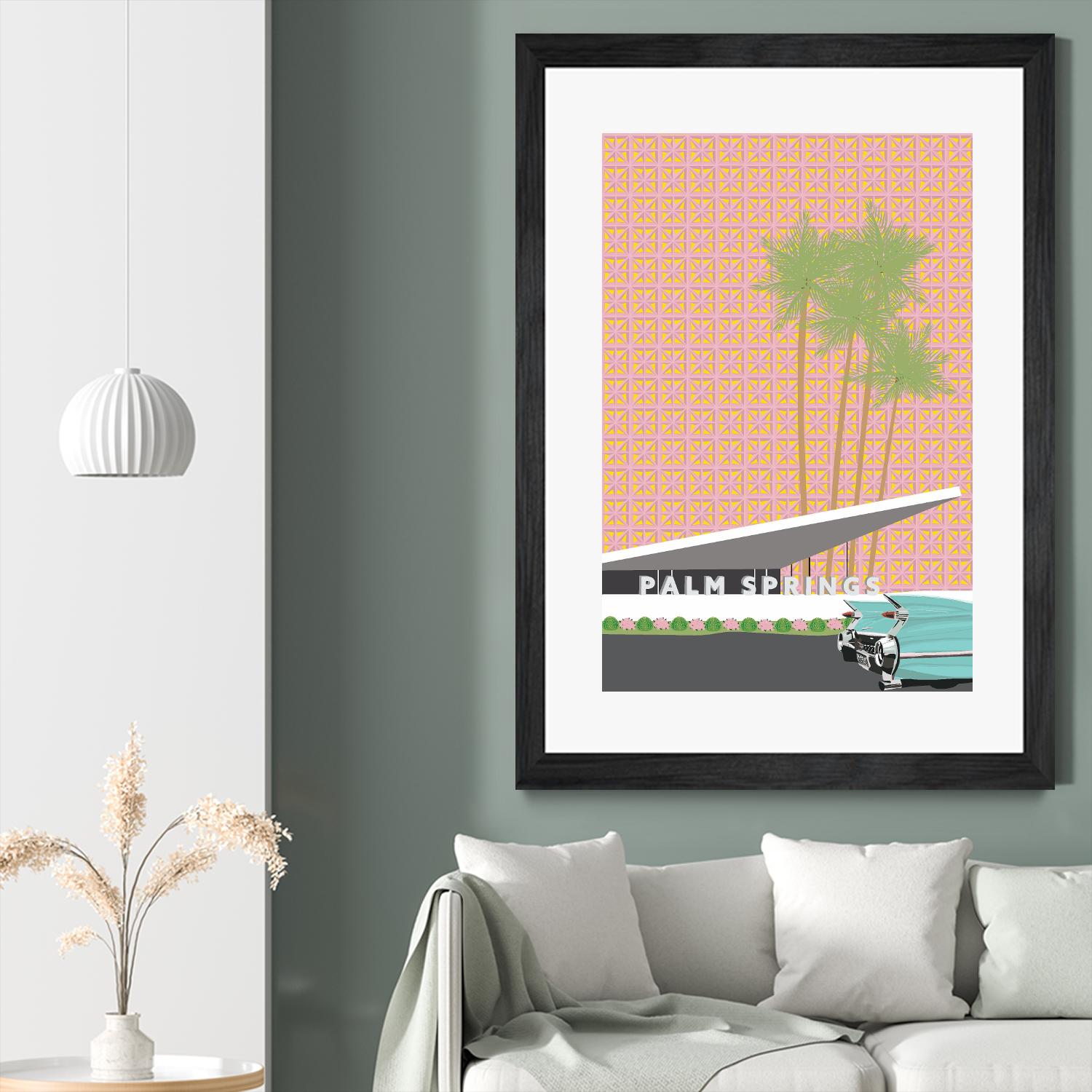 Palm Springs With Convertible by Jen Bucheli on GIANT ART - travel decorative