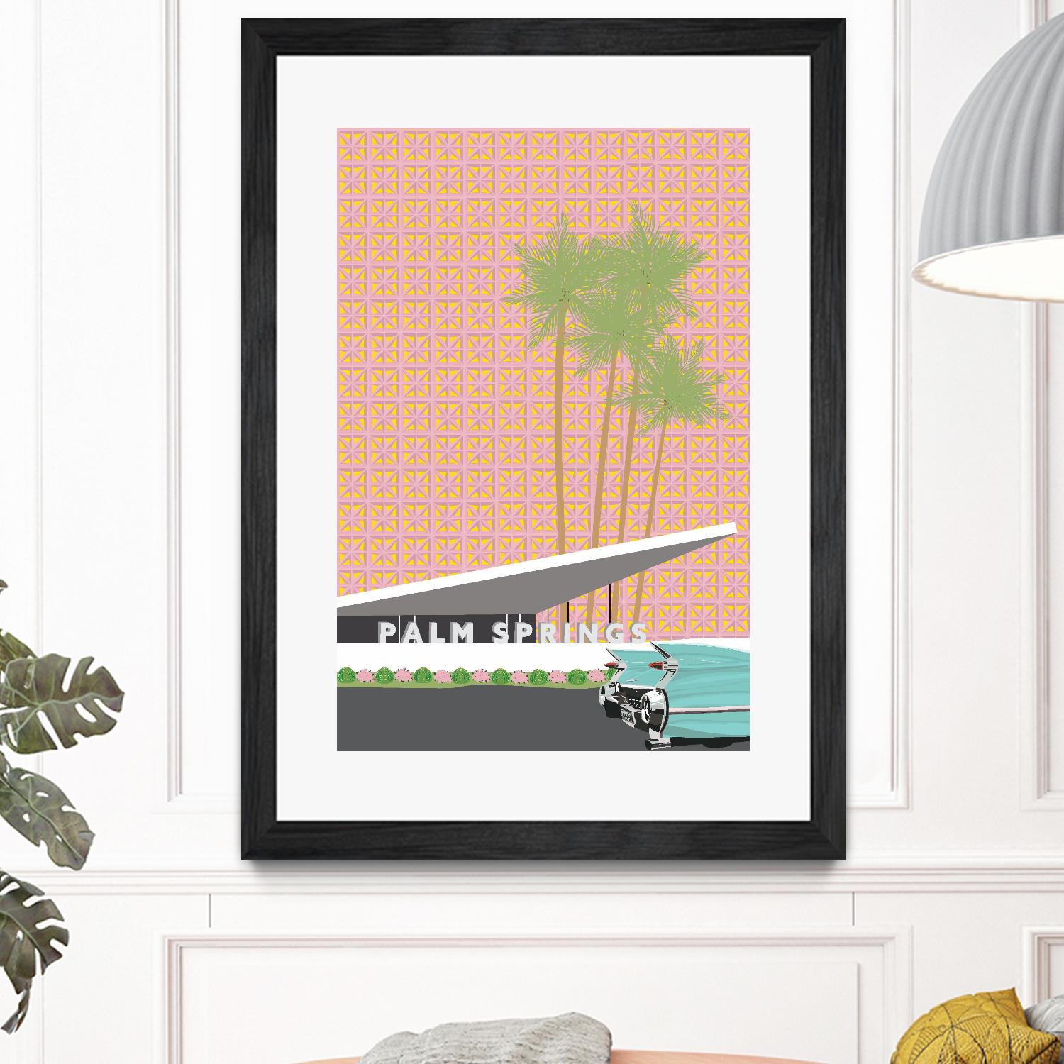 Palm Springs With Convertible by Jen Bucheli on GIANT ART - travel decorative