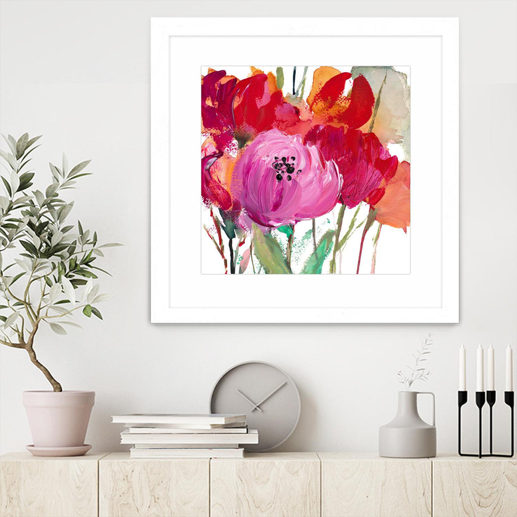 Red and Pink Flower Garden by Lanie Loreth on GIANT ART - red floral