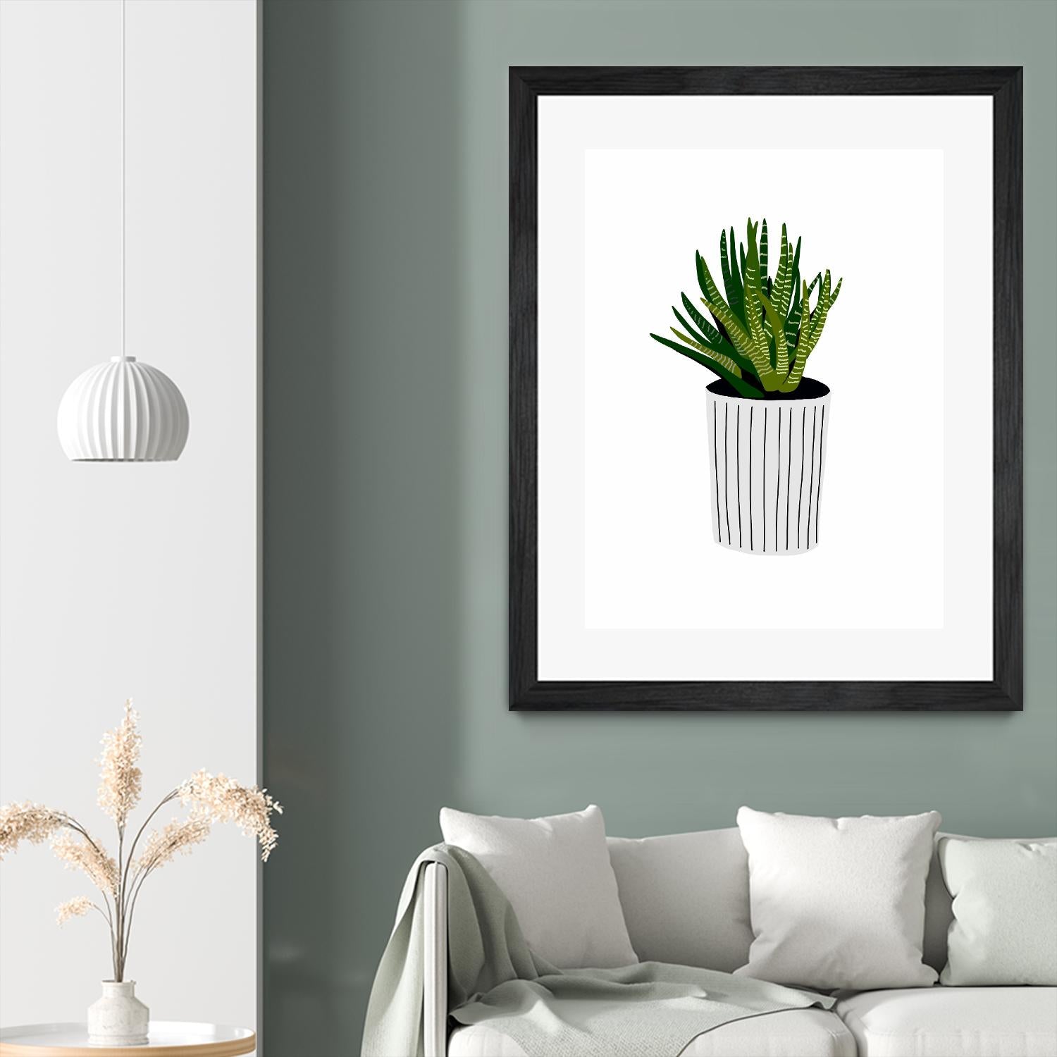 Modern Cactus Stripe Pot by Jen Bucheli on GIANT ART - floral 