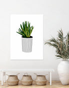 Modern Cactus Stripe Pot by Jen Bucheli on GIANT ART - floral 
