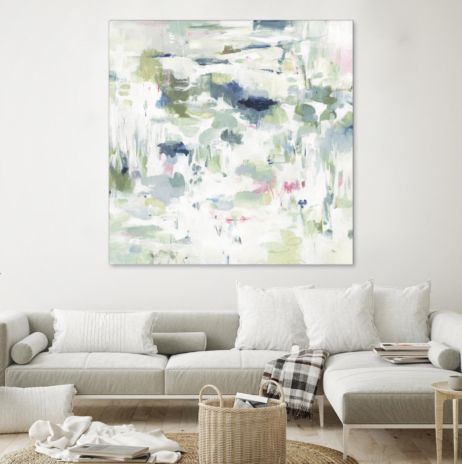 Abstract Reflections by Lisa Ridgers on GIANT ART - whites & creams, greens abstract