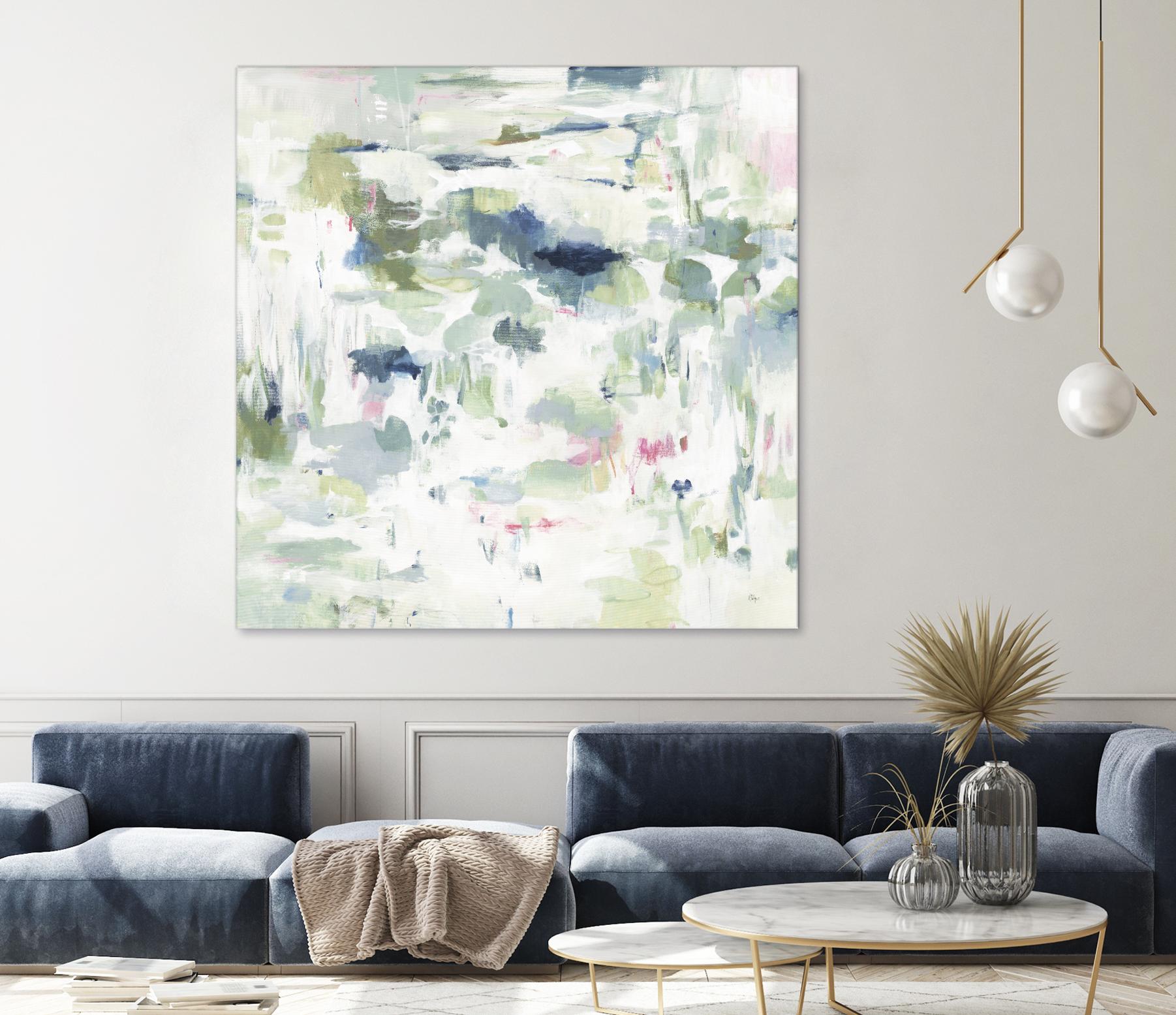 Abstract Reflections by Lisa Ridgers on GIANT ART - whites & creams, greens abstract