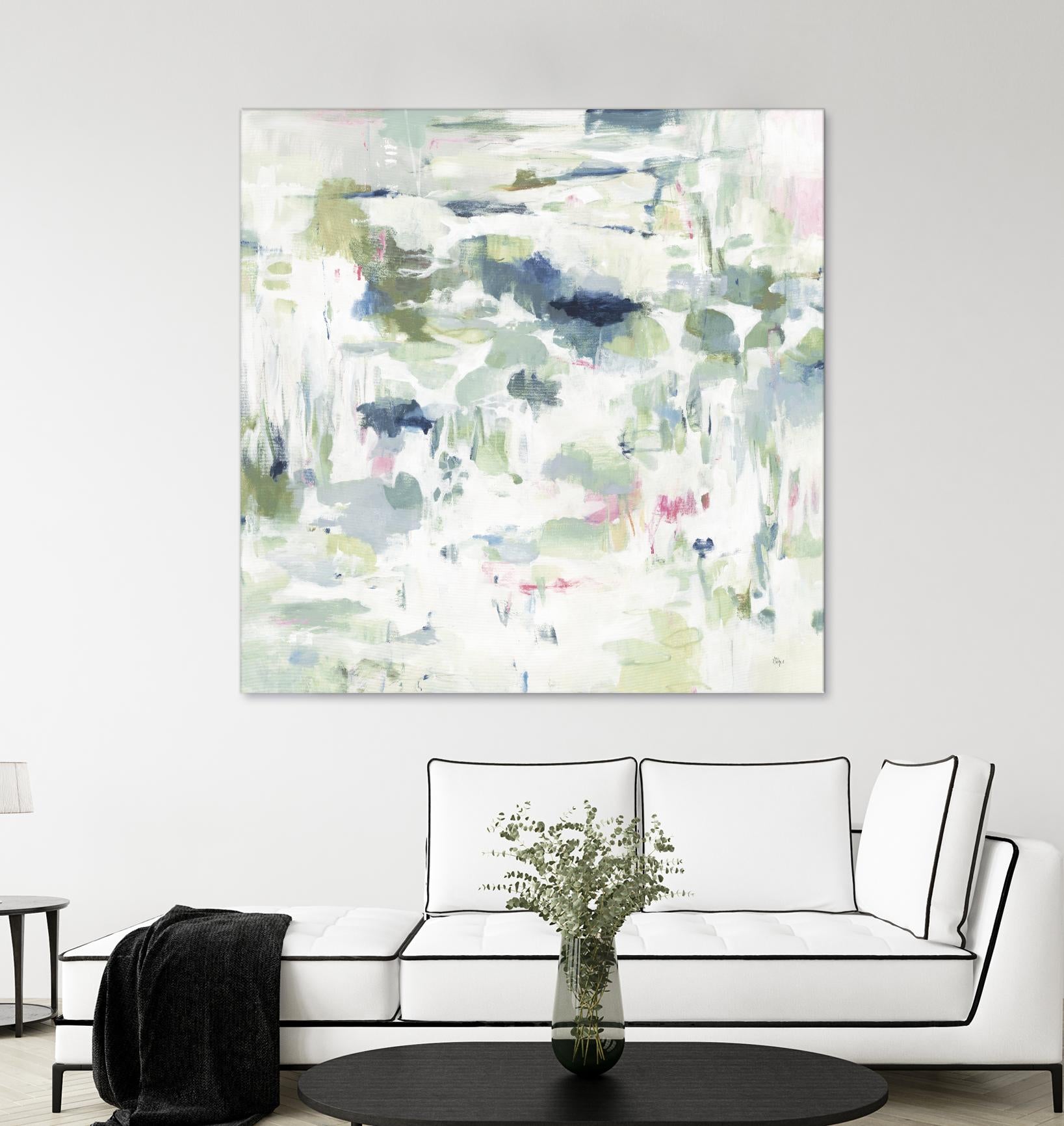 Abstract Reflections by Lisa Ridgers on GIANT ART - whites & creams, greens abstract