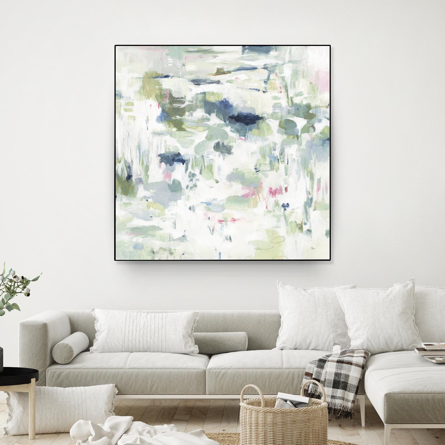 Abstract Reflections by Lisa Ridgers on GIANT ART - whites & creams, greens abstract
