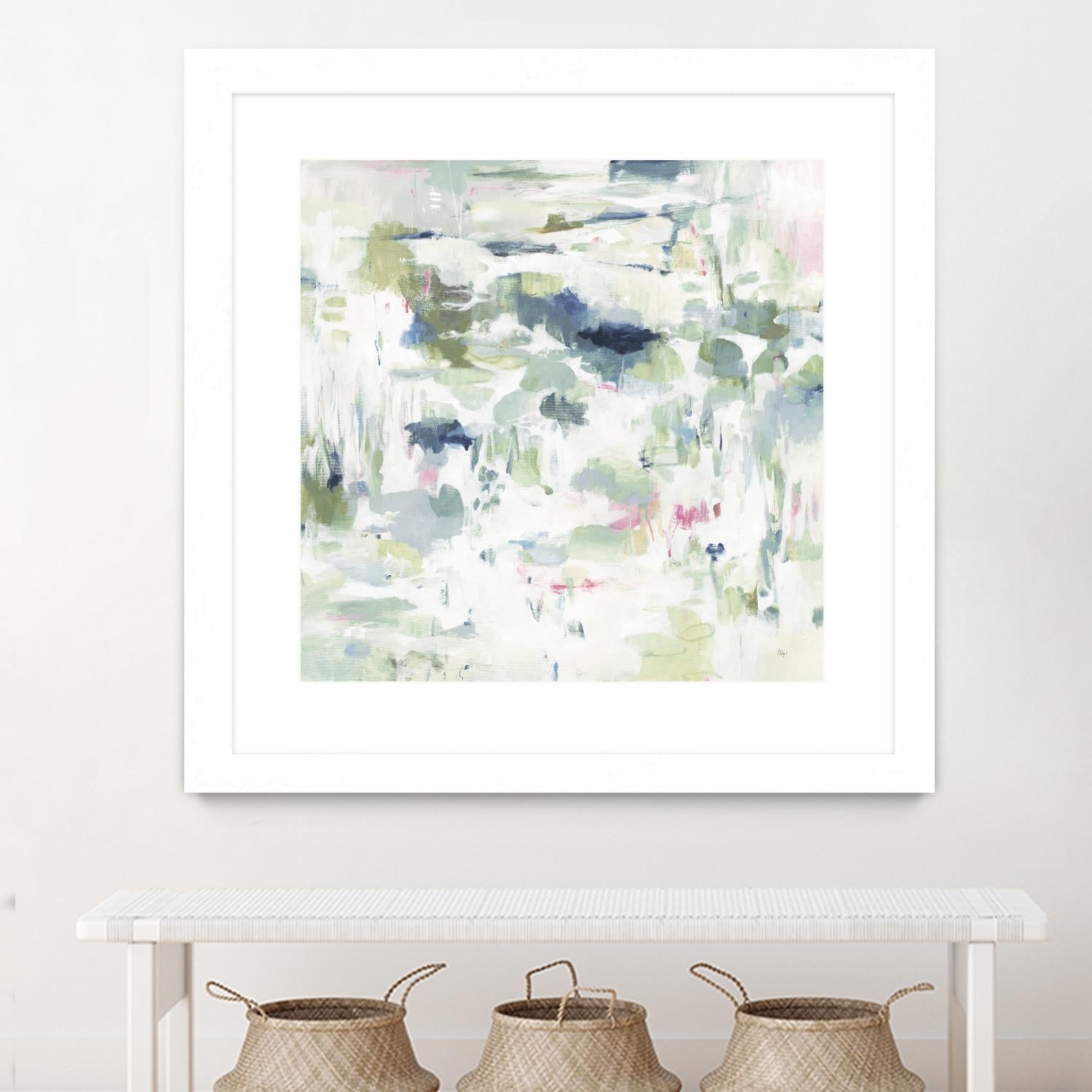 Abstract Reflections by Lisa Ridgers on GIANT ART - whites & creams, greens abstract