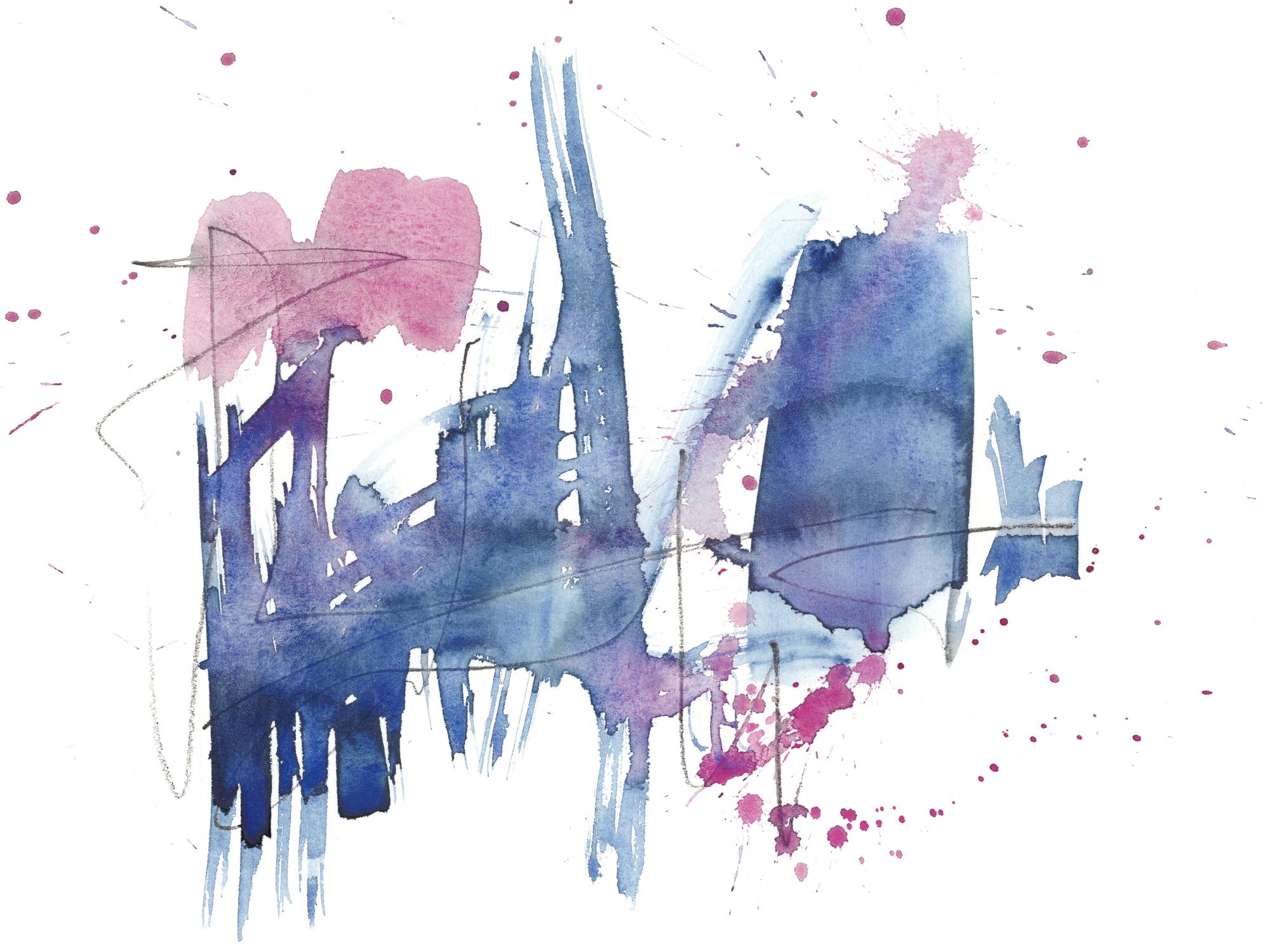 Indigo & Magenta Splash I by Jennifer Goldberger on GIANT ART - blue abstract