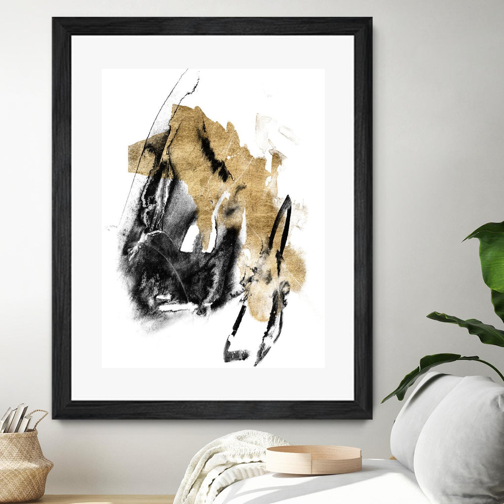 Black & Gold Splash IV by Jennifer Goldberger on GIANT ART - metallics abstract