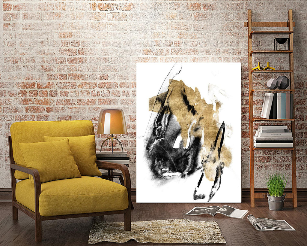 Black & Gold Splash IV by Jennifer Goldberger on GIANT ART - metallics abstract