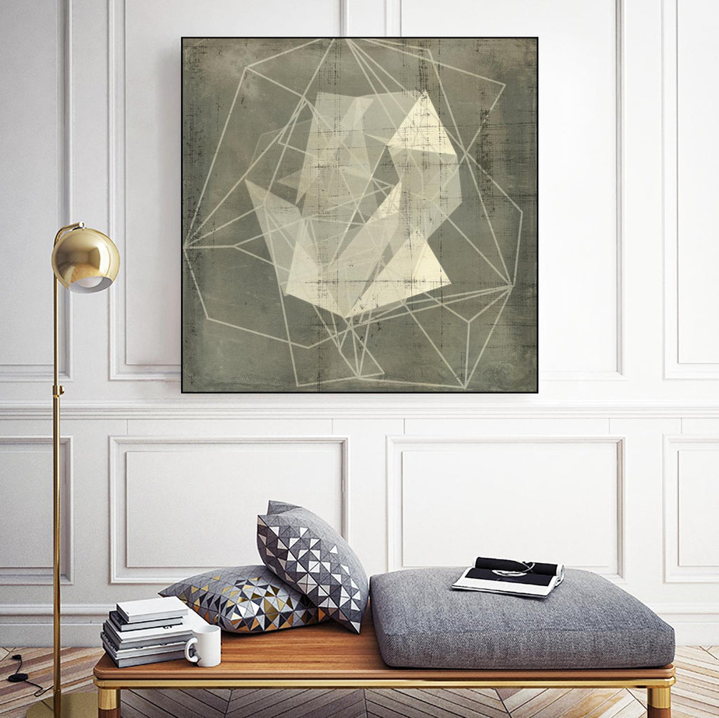 Geomolecule Blueprint II by Jennifer Goldberger on GIANT ART - beige abstract abstract