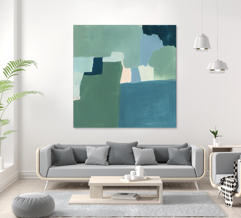 Teal and Sage I by Victoria Barnes on GIANT ART - pink  abstract abstract