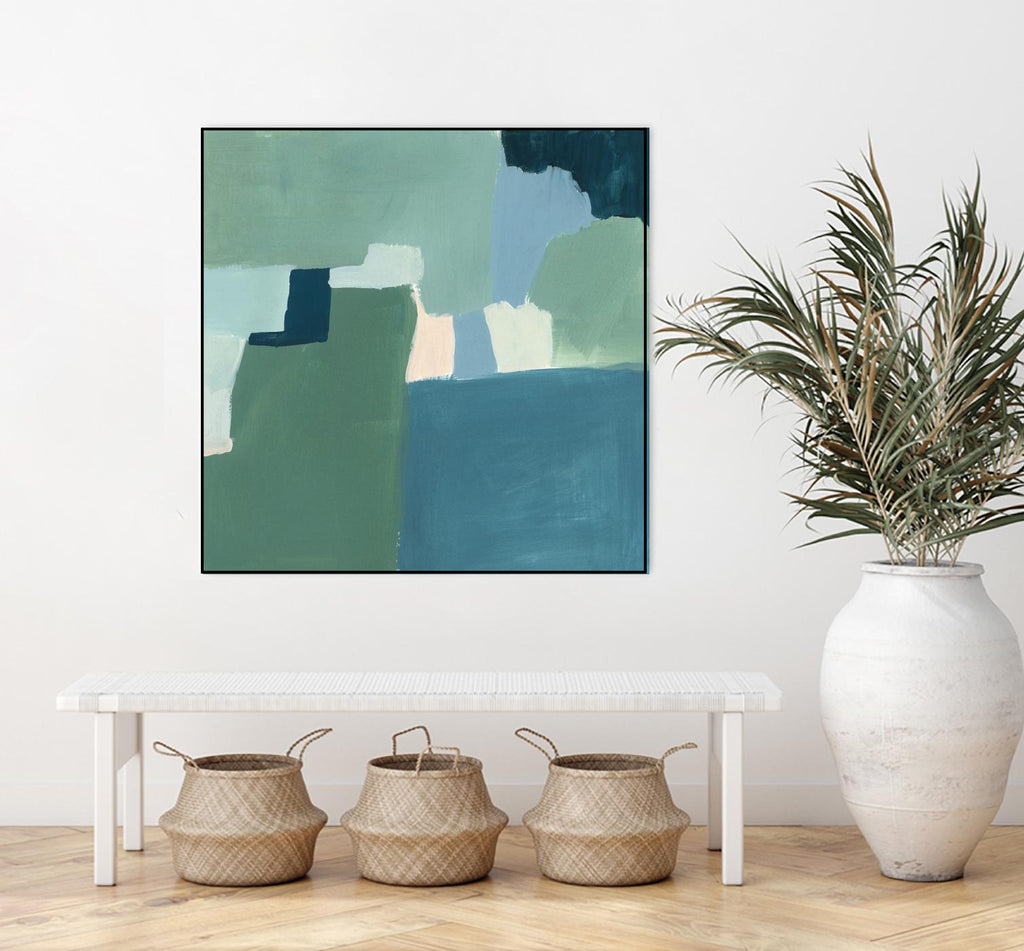 Teal and Sage I by Victoria Barnes on GIANT ART - pink  abstract abstract