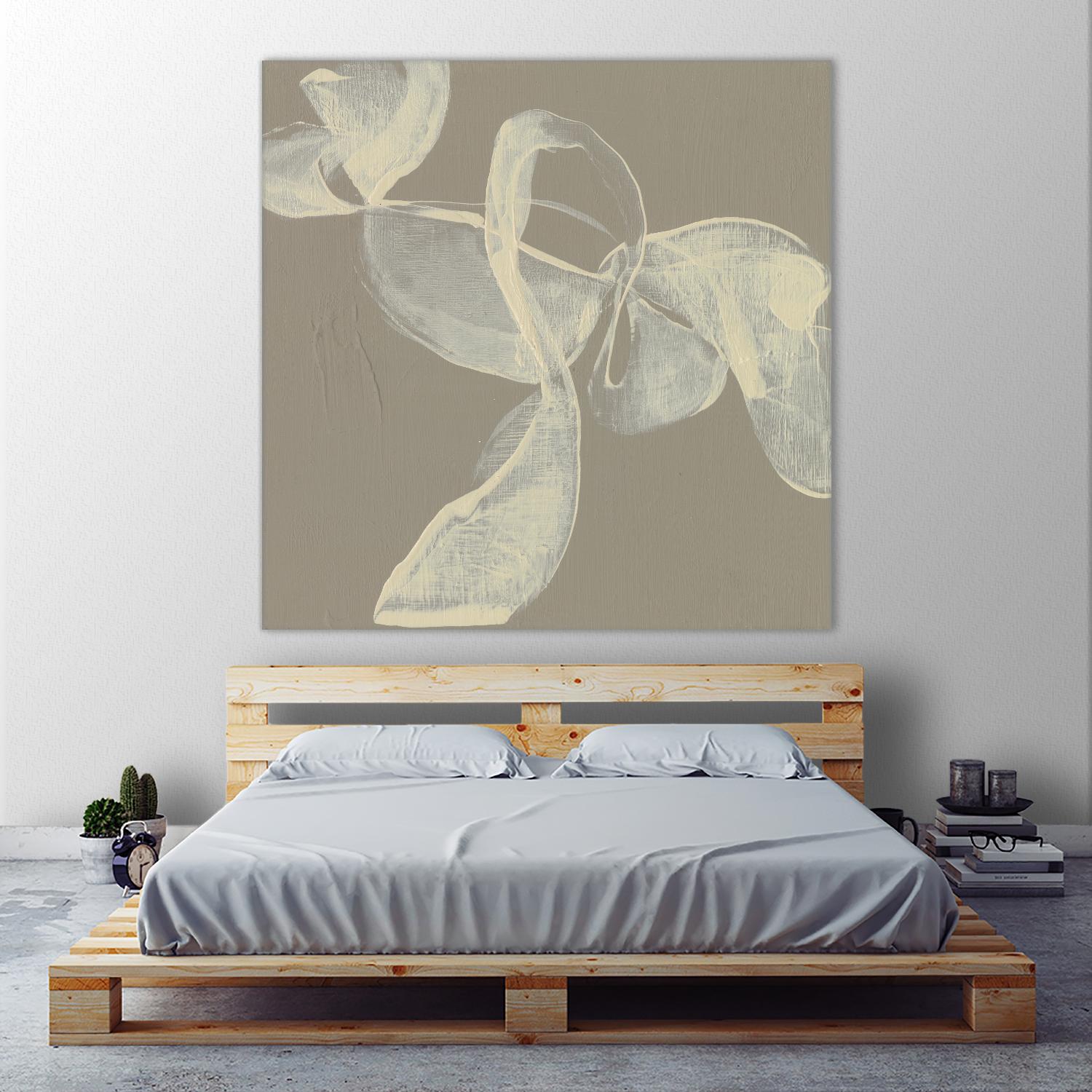 White Ribbon on Beige I by Jennifer Goldberger on GIANT ART - beige abstract abstract