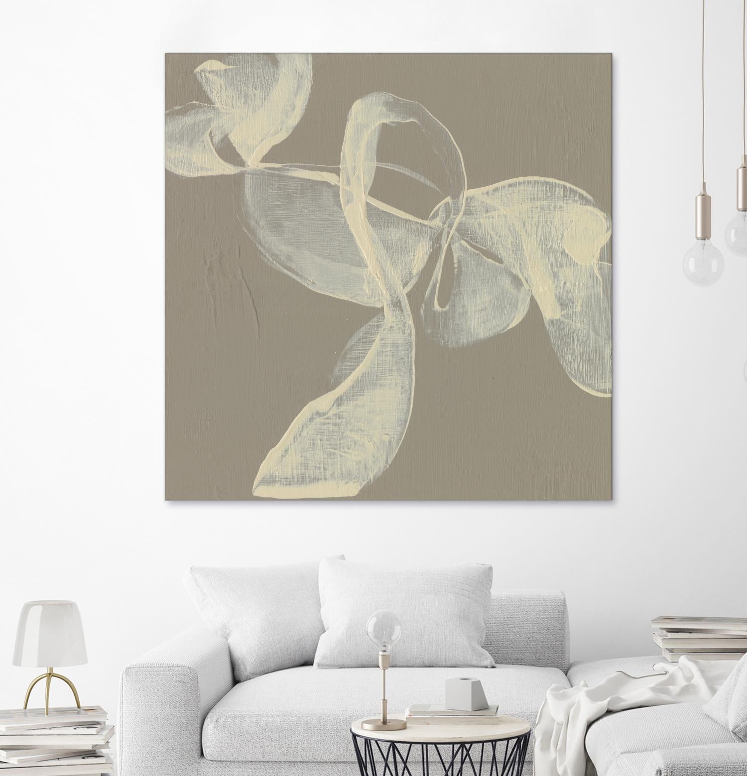 White Ribbon on Beige I by Jennifer Goldberger on GIANT ART - beige abstract abstract