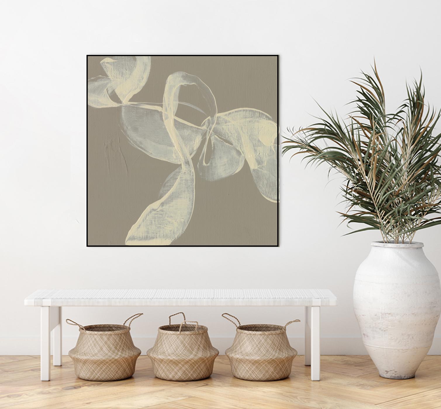 White Ribbon on Beige I by Jennifer Goldberger on GIANT ART - beige abstract abstract