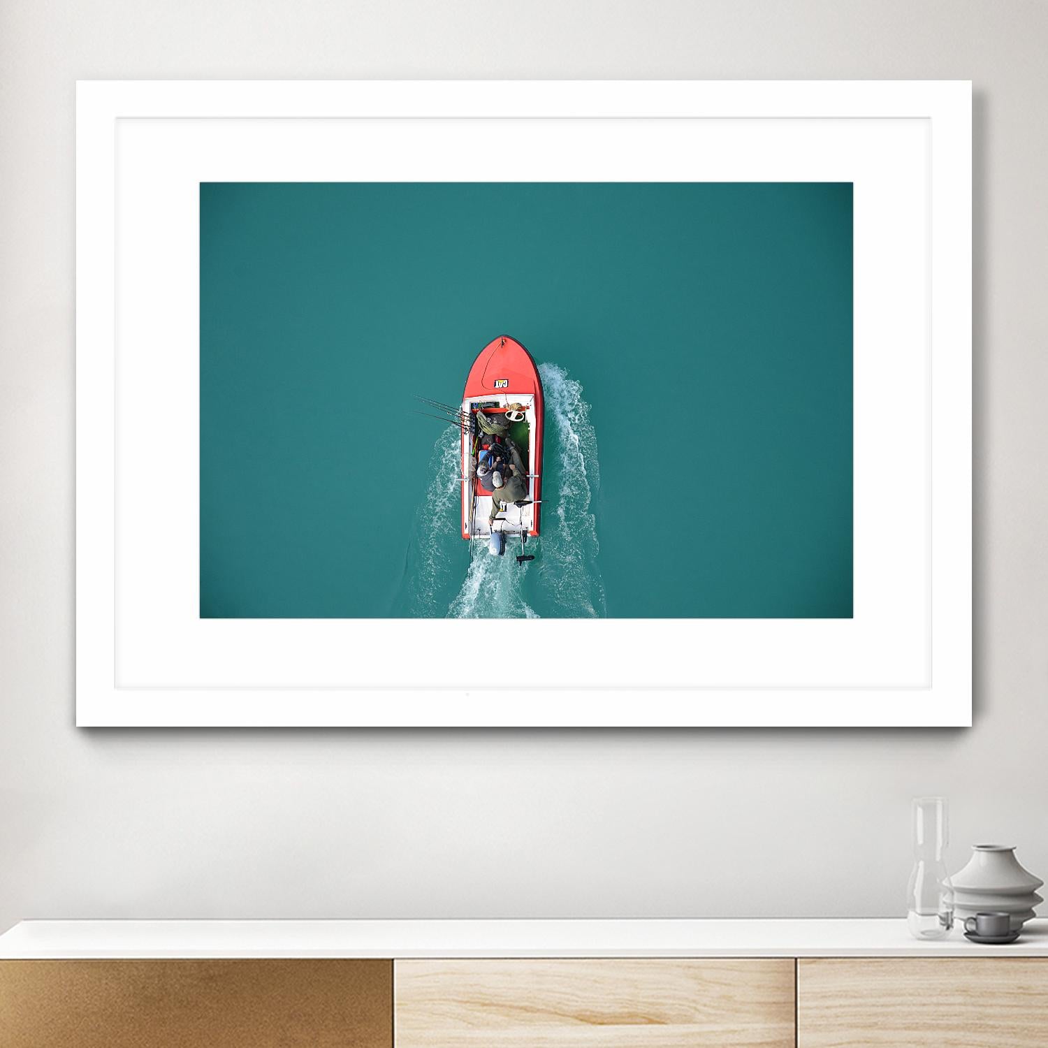 Boat by Pexels on GIANT ART - red photography boat