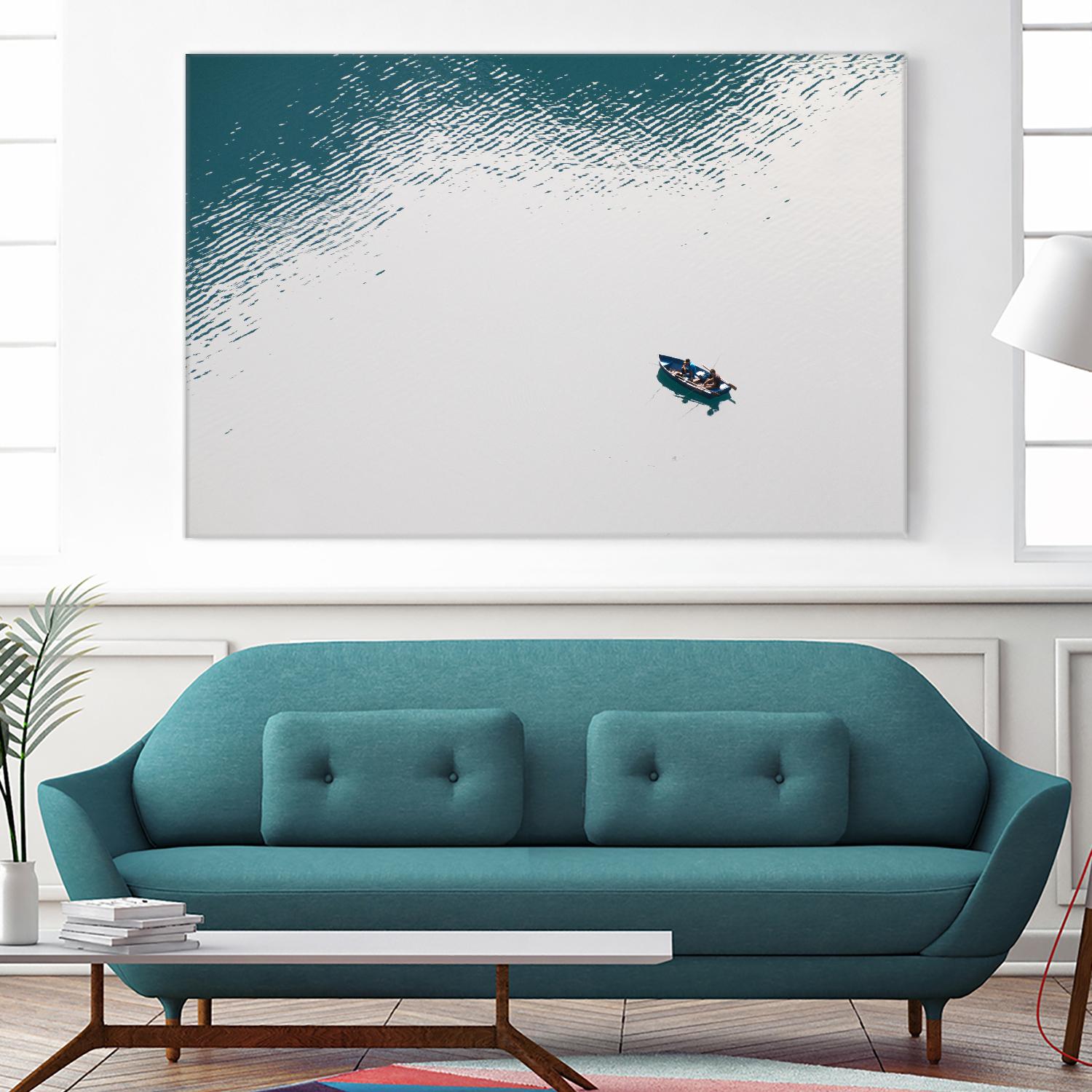 Lonely boat by Pexels on GIANT ART - blue nautical