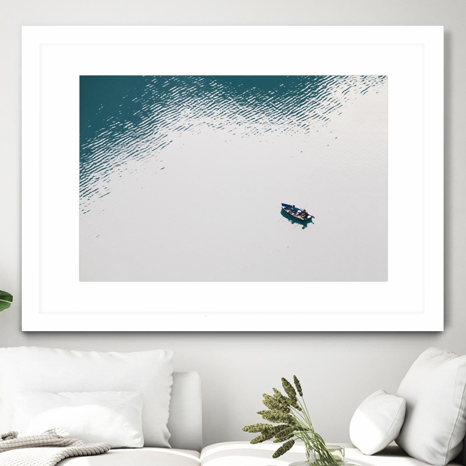 Lonely boat by Pexels on GIANT ART - blue nautical