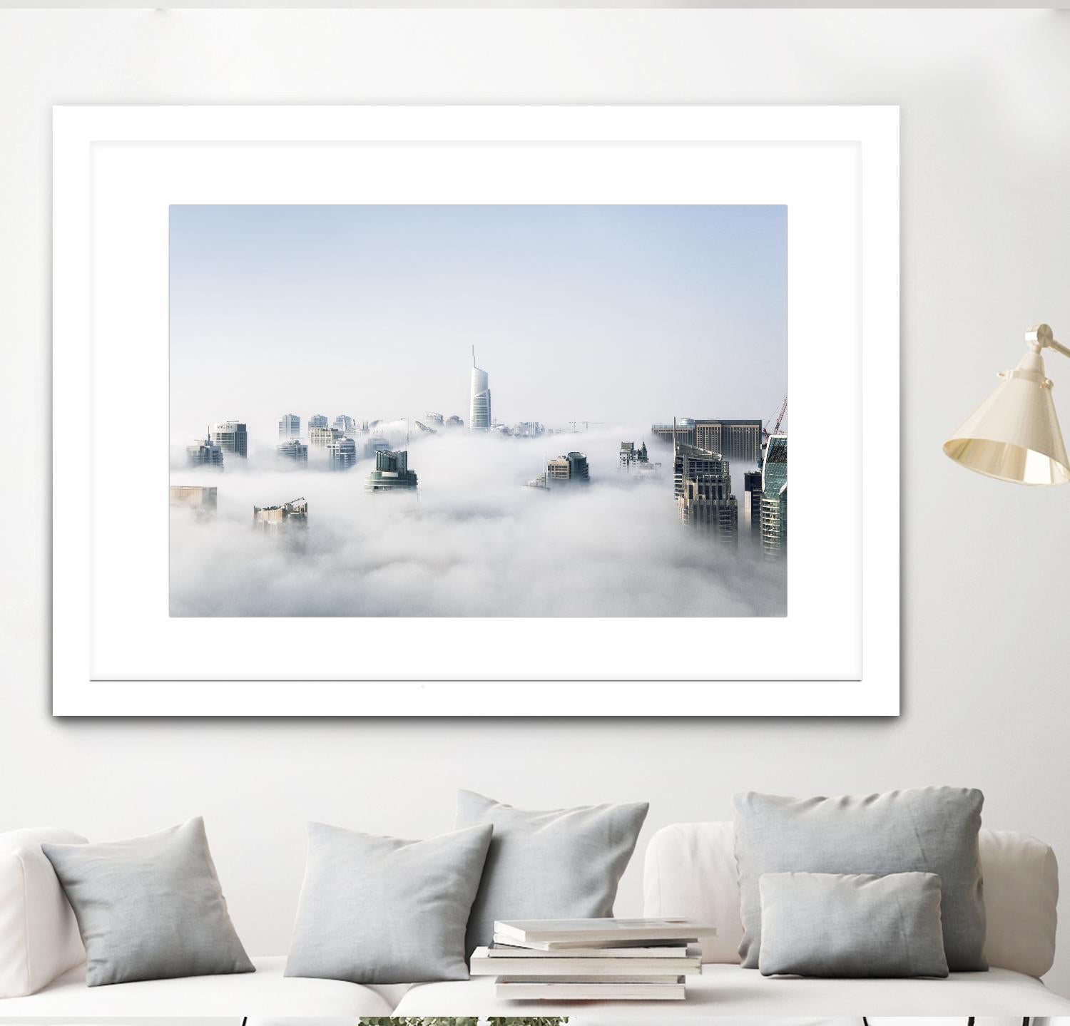 On top of the city by Pexels on GIANT ART - white city scene city above clouds