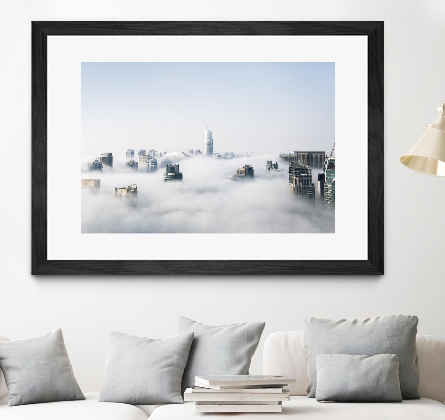 On top of the city by Pexels on GIANT ART - white city scene city above clouds