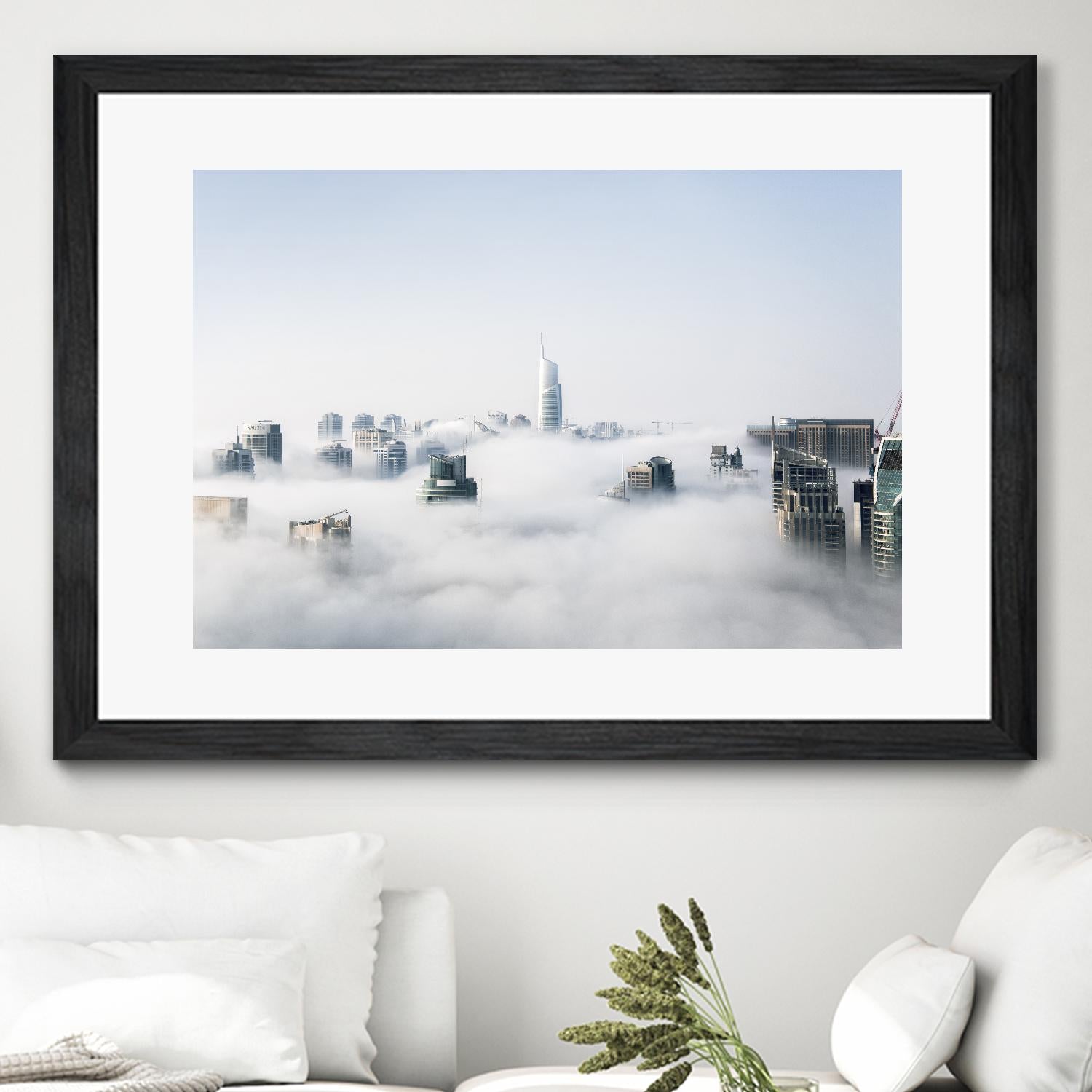 On top of the city by Pexels on GIANT ART - white city scene city above clouds