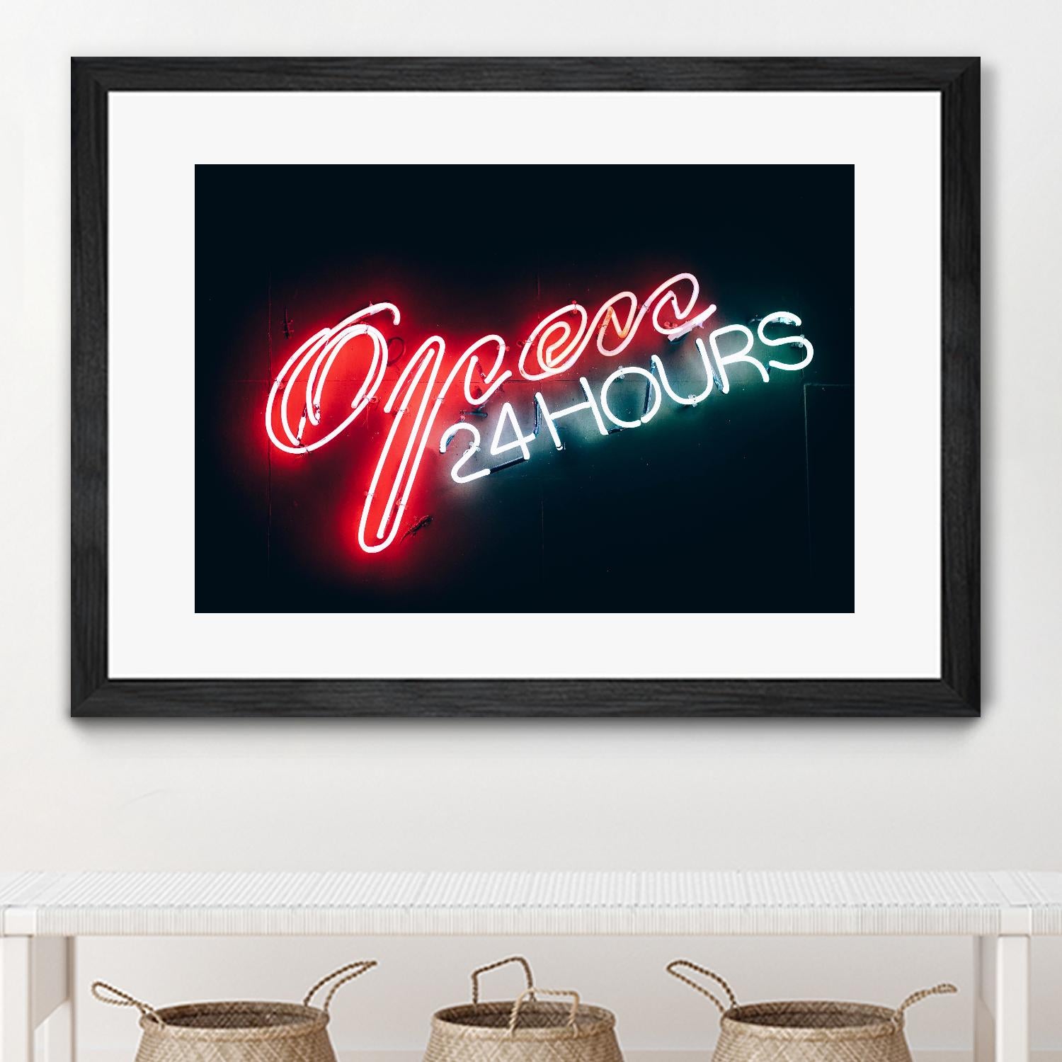 Open 24 hours by Pexels on GIANT ART - black photo art