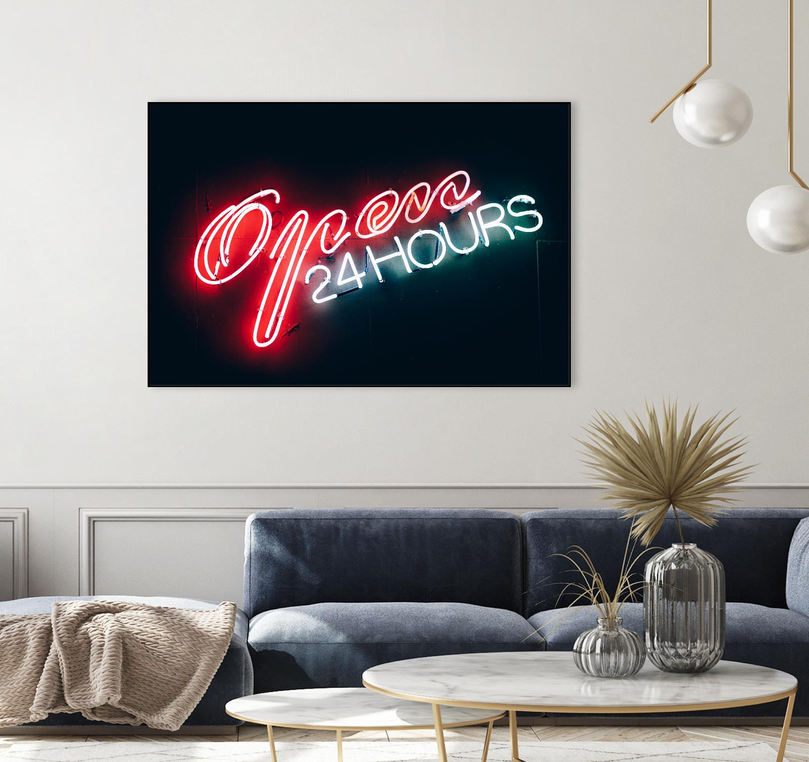 Open 24 hours by Pexels on GIANT ART - black photo art