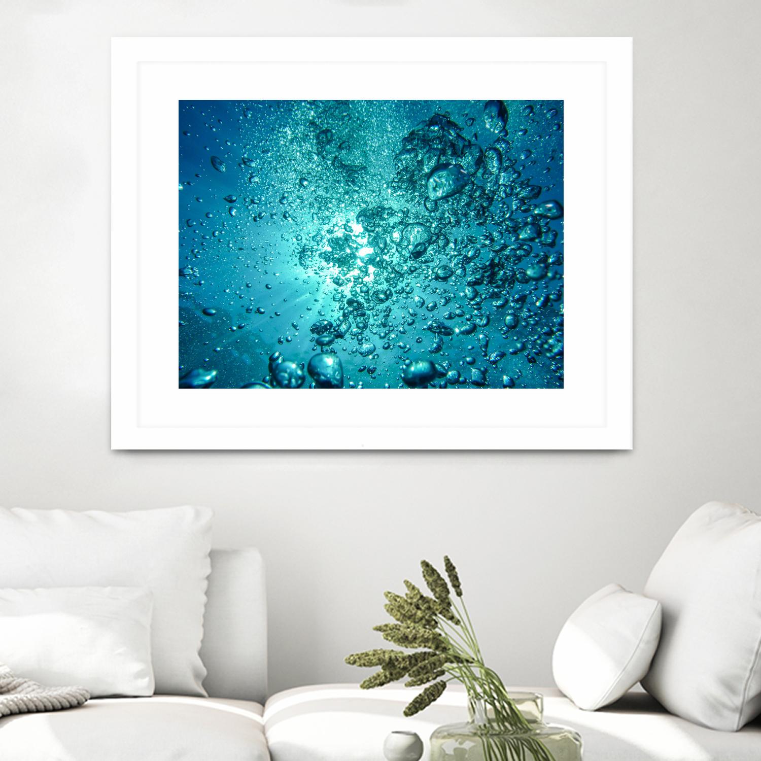 Bubbles by Pexels on GIANT ART - white sea scene bubbles in water