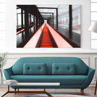 Red escalator by Pexels on GIANT ART - black photo art