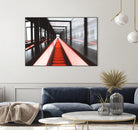 Red escalator by Pexels on GIANT ART - black photo art