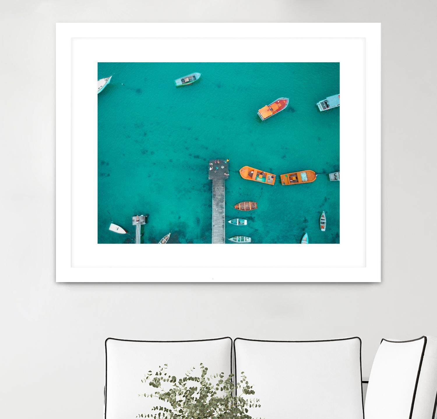 Boat traffic by Pexels on GIANT ART - orange sea scene